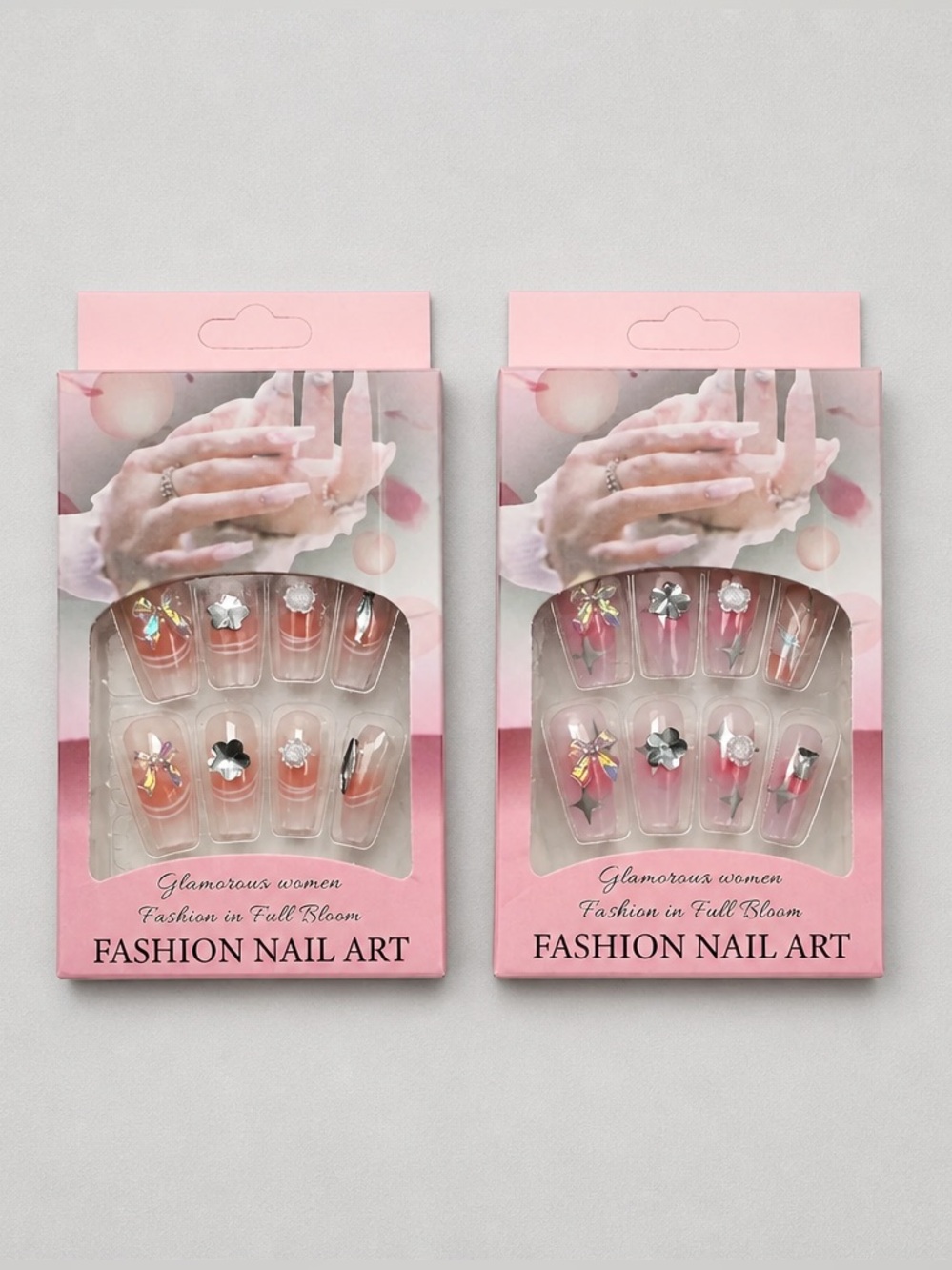 NIB TWO Boxes Press On Nails with Nail Art